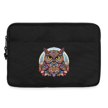 Owl decorated with Mandalas - Laptop bag 13" - black - Front