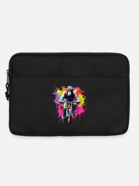 Affe mit Mountainbike Fahrrad Schimpanse Affen - Laptoptasche 13" - Schwarz