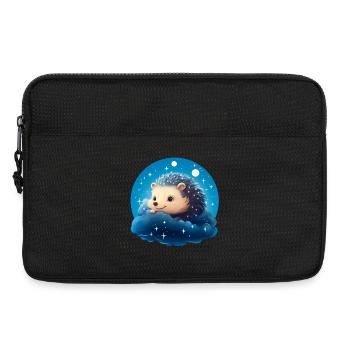 Cute hedgehog at night - Laptop bag 13" - black - Front