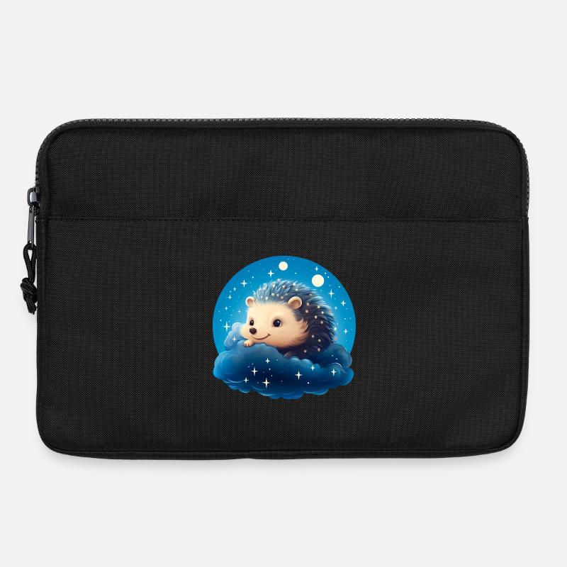Cute hedgehog at night - Laptop bag 13" - black