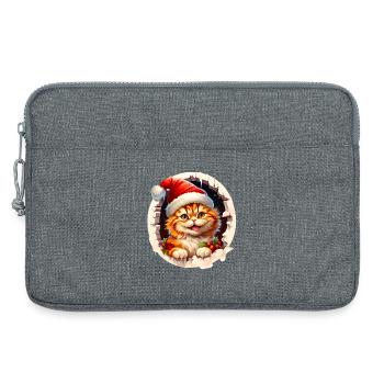 Weihnachtskatze guckt aus einem Loch - Laptoptasche 13" - Grau meliert - Vorne