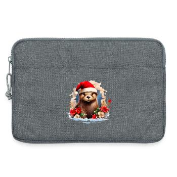 Loutre de Noël - Sacoche pour ordinateur portable 13 pouces - gris chiné - Devant