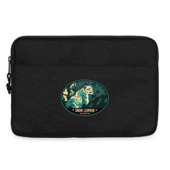 Schneeleopard Illustration Aufnäher - Laptoptasche 13" - Schwarz - Vorne