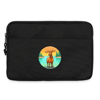 Moose Watercolor Cartoon Kawaii Clipart Animal - Laptop bag 13" - black - Front