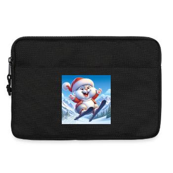 Bunny Jumping Ski Christmas - Laptop bag 13" - black - Front