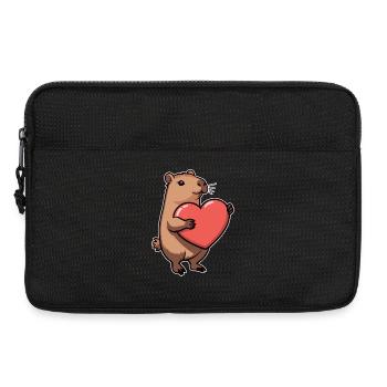 Capybara with heart Valentine's Day - Laptop bag 13" - black - Front