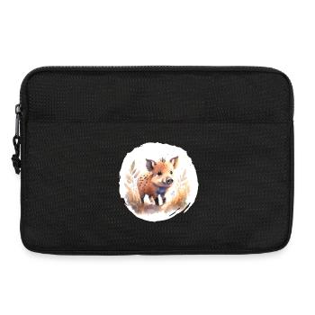 Sanglier Porcelet Aquarelle - Sacoche pour ordinateur portable 13 pouces - noir - Devant