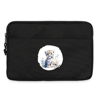Aquarelle de léopard des neiges - Sacoche pour ordinateur portable 13 pouces - noir - Devant