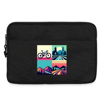 Retro Pop Cycle & Mountain Sunset - Laptoptasche 13" - Schwarz - Vorne