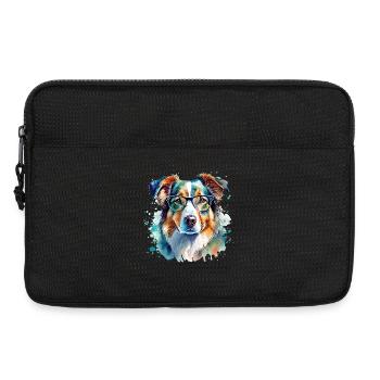 Berger australien avec des lunettes aquarelle - Sacoche pour ordinateur portable 13 pouces - noir - Devant