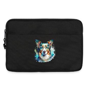 Border Collie avec des lunettes - Sacoche pour ordinateur portable 13 pouces - noir - Devant