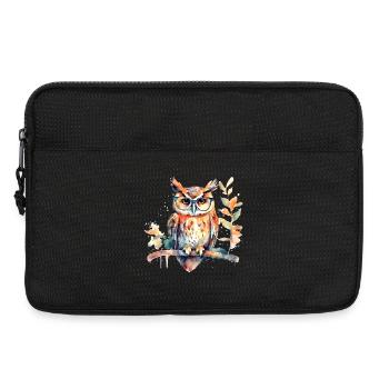 Owl with glasses - Laptop bag 13" - black - Front