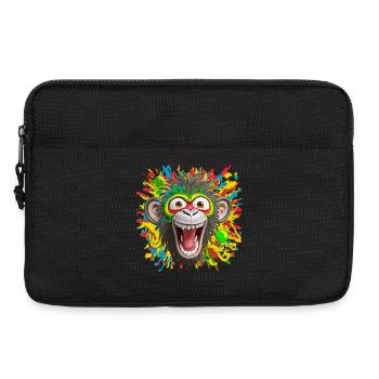 Portrait/Tête de Singe Rasta Coloré Eclaté de Rire - Sacoche pour ordinateur portable 13 pouces - noir - Devant