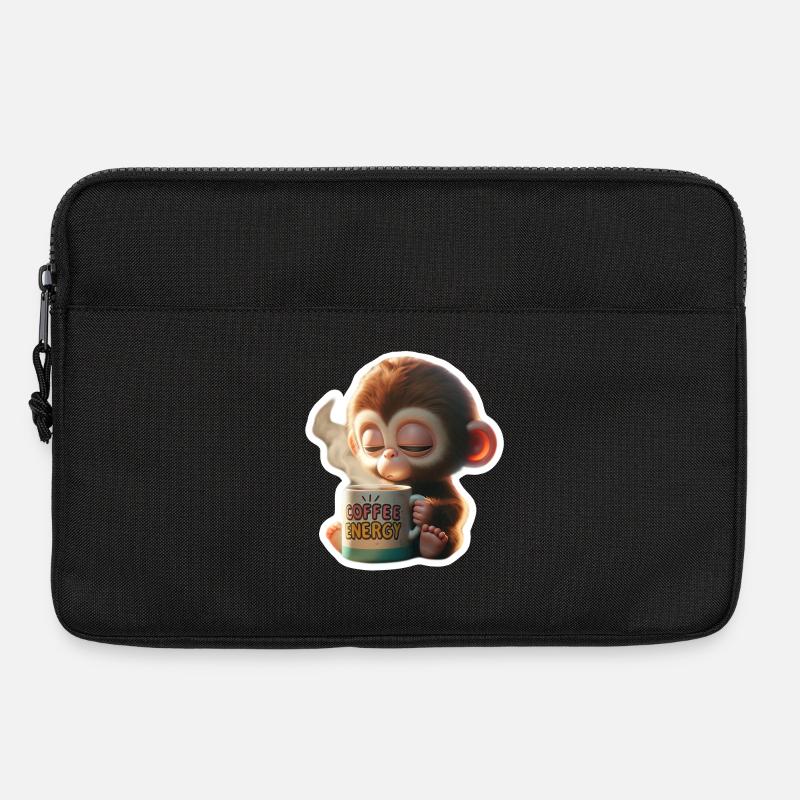 Kaffee Energie Affe Illustration - Laptoptasche 13" - Schwarz