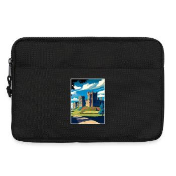 Alnwick Castle England Vintage Travel Illustration - Laptop bag 13" - black - Front