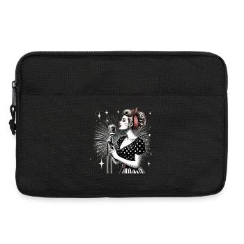 Rockabilly Sängerin Frau Mikrofon Mikro Geschenk - Laptoptasche 13" - Schwarz - Vorne