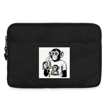 Un singe et sa banane - Sacoche pour ordinateur portable 13 pouces - noir - Devant
