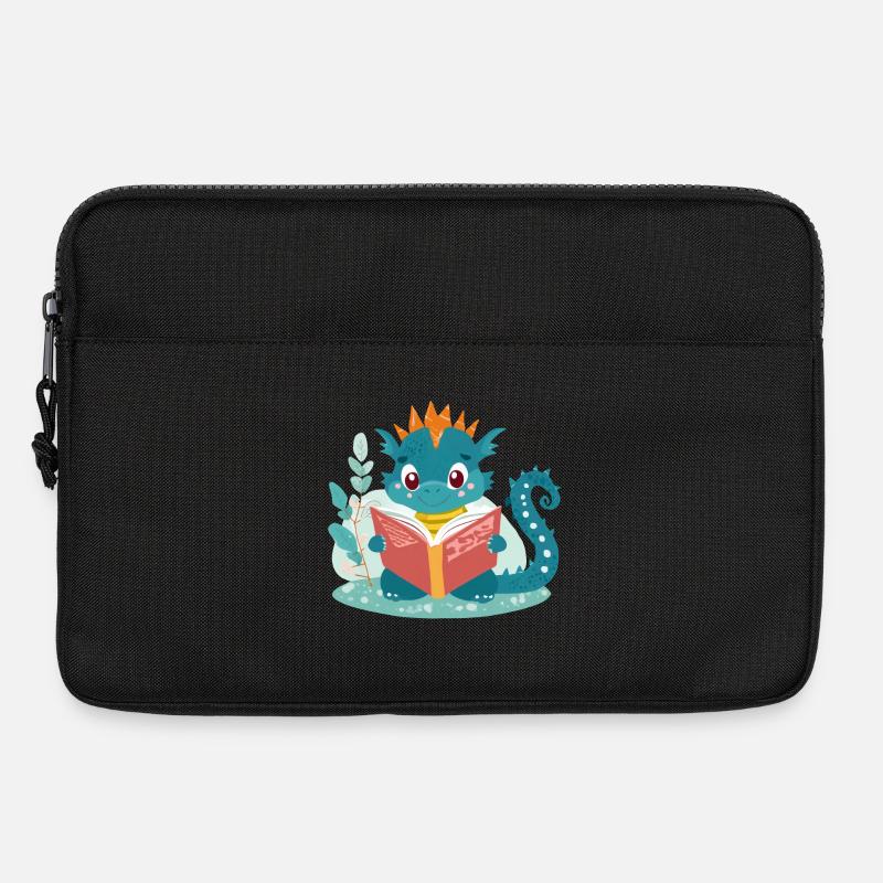 Kleiner Drache mit Buch - Laptoptasche 13" - Schwarz