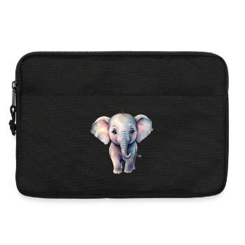 Pastel Elephant in Watercolor Style - Laptop bag 13" - black - Front