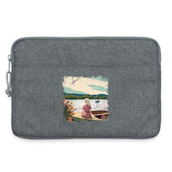 Frau sitzt im Boot am Wasser - Laptoptasche 13" - Grau meliert - Vorne