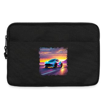 futuristisches Auto in Sonnenuntergangsfarben - Laptoptasche 13" - Schwarz - Vorne