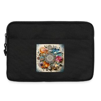 Mandala de fleurs avec lotus et bougies - Sacoche pour ordinateur portable 13 pouces - noir - Devant