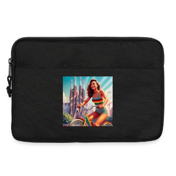 SAGRADA FAMILIA fille rétro sur le vélo - Sacoche pour ordinateur portable 13 pouces - noir - Devant