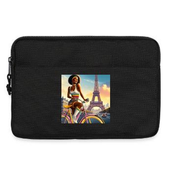 Belle Fille à Vélo, Tour Eiffel - Sacoche pour ordinateur portable 13 pouces - noir - Devant