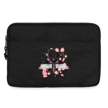 Magnifique cerf-volant avec des ailes et une fleur de magnolia - Sacoche pour ordinateur portable 13 pouces - noir - Devant