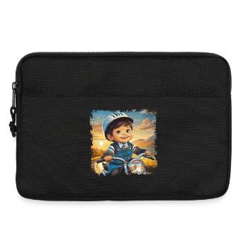 Kleiner Junge auf altem Motorrad - Laptoptasche 13" - Schwarz - Vorne