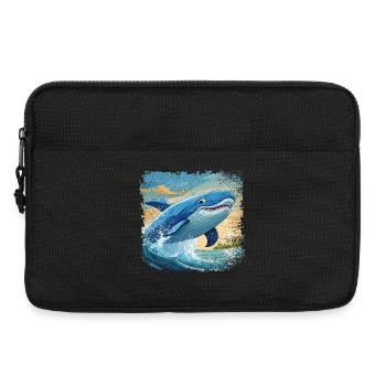 Blauwal springt aus dem Wasser und lächelt - Laptoptasche 13" - Schwarz - Vorne