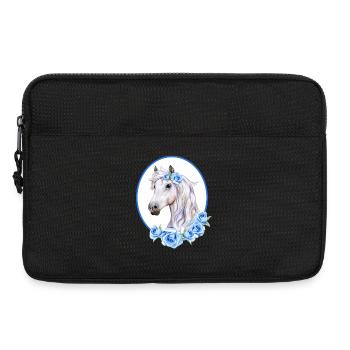 Cheval Blanc Romantique - Roses Bleu Clair - Sacoche pour ordinateur portable 13 pouces - noir - Devant