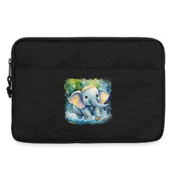 Niedlicher Babyelefant der im Wasser spielt - Laptoptasche 13" - Schwarz - Vorne
