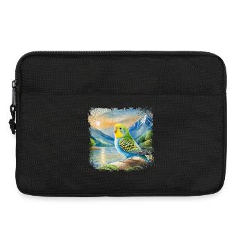 young budgie in children's book style, watercolor - Laptop bag 13" - black - Front