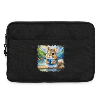 Cute young chinchilla using mobile phone - Laptop bag 13" - black - Front