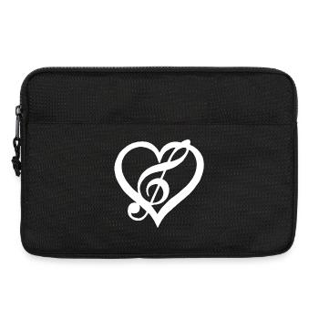La musique dans le coeur (blanc) - Sacoche pour ordinateur portable 13 pouces - noir - Devant