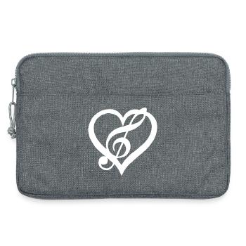 La musique dans le coeur (blanc) - Sacoche pour ordinateur portable 13 pouces - gris chiné - Devant