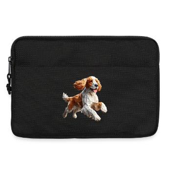 chien cocker qui court origami géométrique 3d - Sacoche pour ordinateur portable 13 pouces - noir - Devant