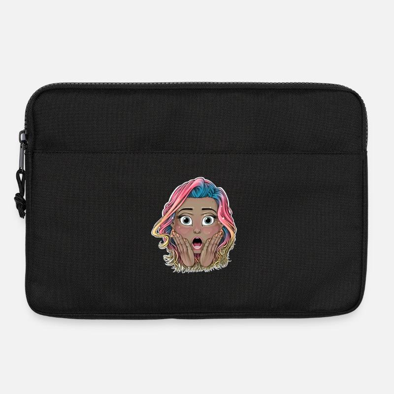 Lebendiges schockiertes Mädchen Illustration - Laptoptasche 13" - Schwarz