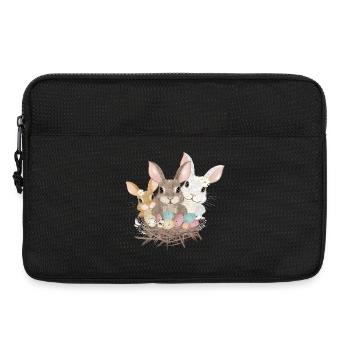 famille de lapins de Pâques mignons avec des œufs de Pâques pastel - Sacoche pour ordinateur portable 13 pouces - noir - Devant