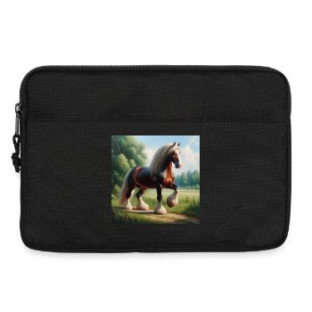 Aquarelle Cheval Percheron - Sacoche pour ordinateur portable 13 pouces - noir - Devant