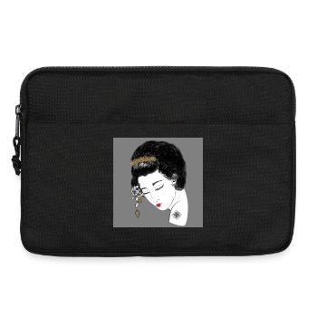 Goldene Blüten Kopfportrait - Laptoptasche 13" - Schwarz - Vorne