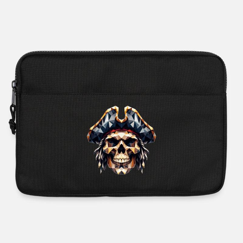 A cool, colorful skull with a pirate hat - Laptop bag 13" - black