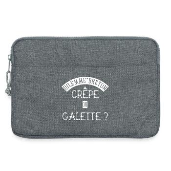 Crêpe ou Galette ? – Débat Foodie Breton - Sacoche pour ordinateur portable 13 pouces - gris chiné - Devant