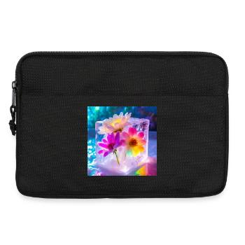 Blumen im Eis - Laptoptasche 13" - Schwarz - Vorne