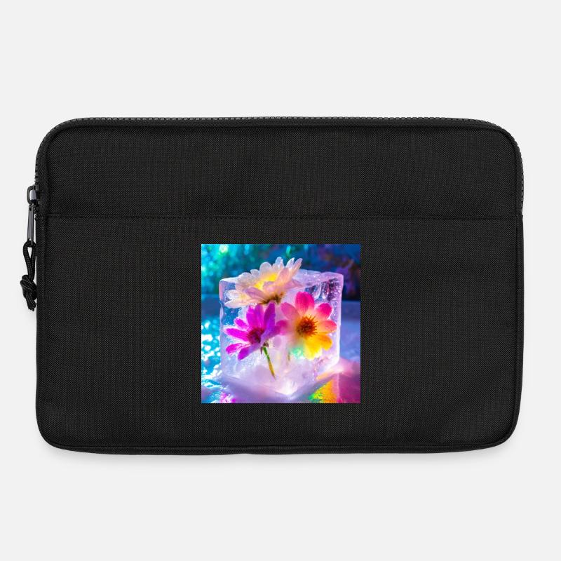 Blumen im Eis - Laptoptasche 13" - Schwarz