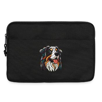 Tête de chien bouvier bernois multicolore art géom - Sacoche pour ordinateur portable 13 pouces - noir - Devant