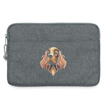 Cocker Spaniel dog head geometric art polygon art - Laptop bag 13" - heather grey - Front