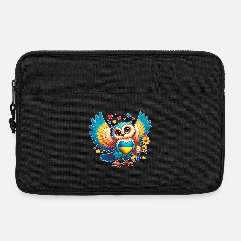Niedliche Eule mit Ukraine Herz - Laptoptasche 13" - Schwarz