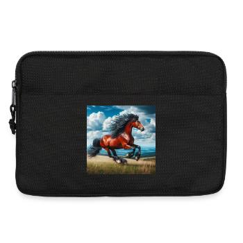 Cheval au galop - Sacoche pour ordinateur portable 13 pouces - noir - Devant